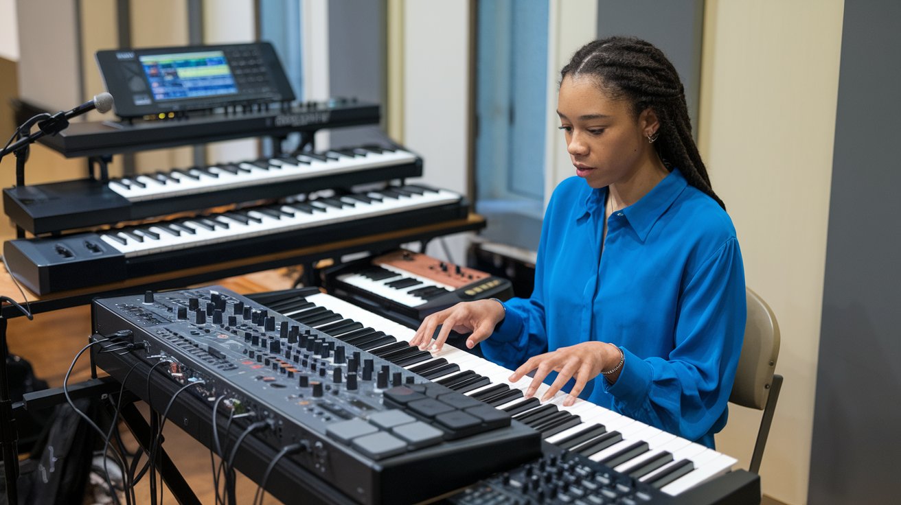 https://musicogroove.com/wp-content/uploads/2024/08/Ava-Thompson-on-nice-keyboards-and-controllers.jpeg