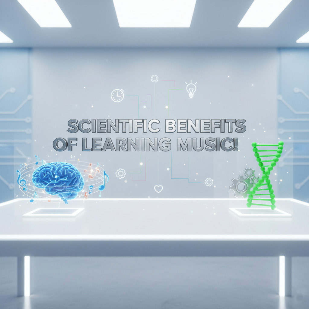Abstract brainwaves with music notes
